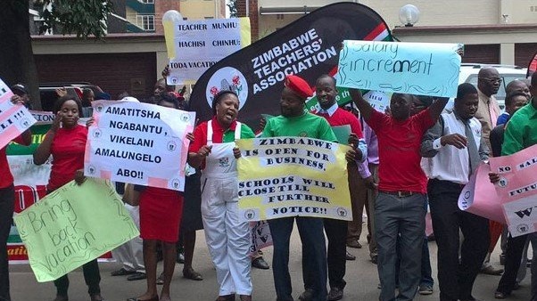 Protesting Zimbabwean teacher
