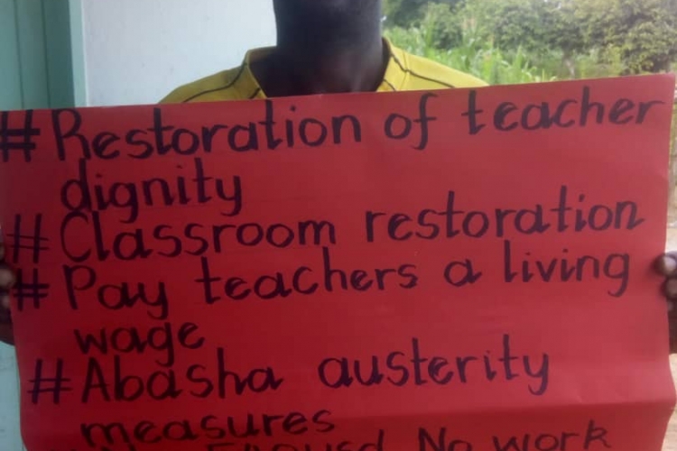 Protesting Zimbabwean teacher